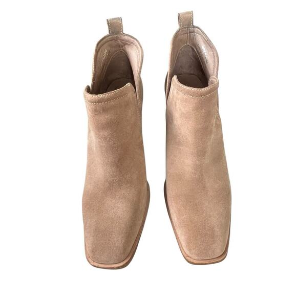 Jeffrey Campbell Rosalee Ankle Boots Women's 9 Suede Pull On Chunky Heel Beige - Picture 2 of 12